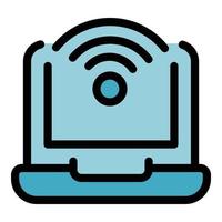 ordenador portátil Wifi icono vector plano