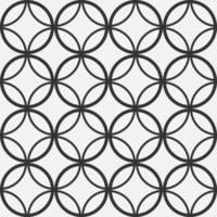 Seamless geometric intersecting black circle on white background. For for clothing, fabric print, interior, background. Seamless geometric pattern of circles on a white background. Pro vector pattern.