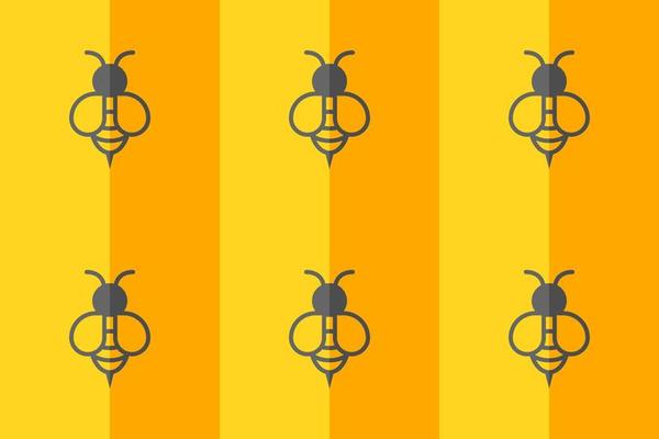 Free honey bee golden seamless pattern for honey package, wrapping, banner, interior, wrap, print, background, walls. Honey bee vector seamless pattern. Pro pattern illustration.