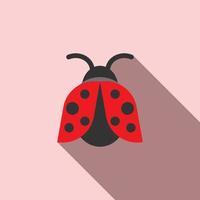 Flat red ladybug isolated on light background with shadow. For illustration, infographics, poster, creative design. Ladybug, ladybird, simple flat vector illustration. Free vector illustration.