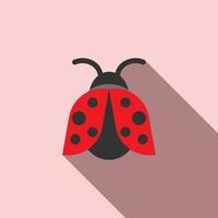 Flat red ladybug isolated on light background with shadow. For illustration, infographics, poster, creative design. Ladybug, ladybird, simple flat vector illustration. Free vector illustration.