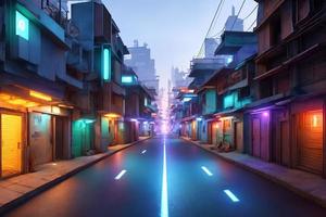 futuristic modern future street slum city, generative art by A.I.