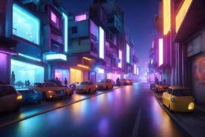 futurista moderno futuro calle barrio bajo ciudad, generativo Arte por ai