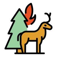 bosque llamas icono vector plano