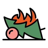 Climate change wildfire icon vector flat