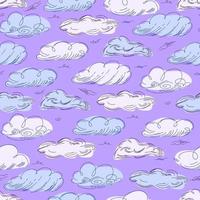 Seamless cloud pattern graphics in trendy style on white background. vector