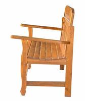 silla larga de madera aislada en blanco con trazado de recorte foto