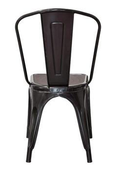 espalda ver de negro metal silla aislado en blanco con recorte camino foto