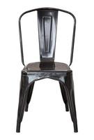 front view of black metal chair isolated on white with clipping path photo