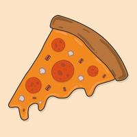 Half a pizza on a orange background. Vector illustration.