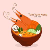 tom ñam kung sopa vector. tradicional tailandés picante sopa para restaurante menú. vector