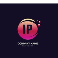 IP initial logo With Colorful Circle template vector