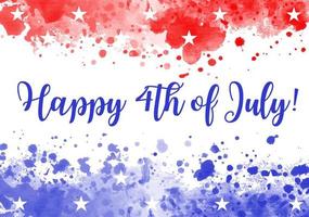 Abstract background with watercolor splashes in flag colors for USA Independence day holiday. Happy 4th of July vector