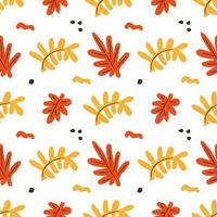 Autumn Abstract Seamless Pattern. Vector tile with fall leaves.