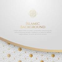 Arabic Islamic Elegant White Golden Luxury Abstract Frame Arabesque Pattern Ornament Background vector