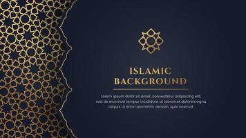 Islamic Arabic Blue Luxury Arabesque Pattern Background with Elegant Golden Frame vector