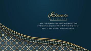 Arábica islámico elegante azul dorado lujo marco ornamento modelo antecedentes vector