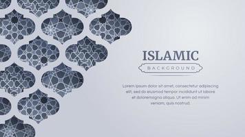 Islamic Arabic White Arabesque Background with Geometric Patterns and Copy Space vector