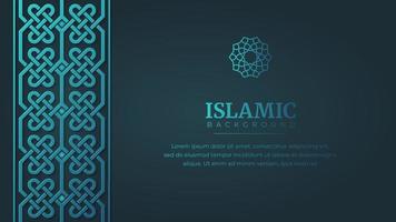 Islamic Arabic Ornament Pattern Borders Frame Blue Background with Copy Space vector