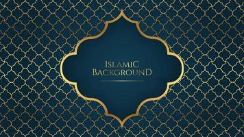 Islamic Arabic Elegant Blue Golden Ornament Frame Background with Copy Space for Text vector