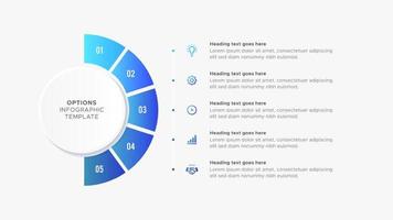 Five 5 Steps Options Round Business Infographic Modern Design Template vector