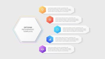 cinco 5 5 pasos opciones negocio infografía moderno diseño modelo vector