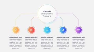 cinco 5 5 pasos opciones negocio infografía moderno diseño modelo vector