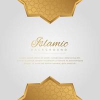Islamic Arabic Elegant White Golden Ornament Frame Background with Copy Space for Text vector
