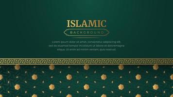 Islamic Arabic Ornament Pattern Green Golden Background with Copy Space for Text vector