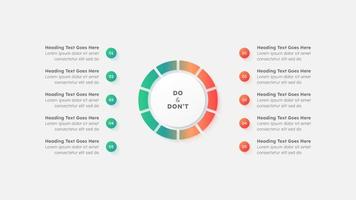 circulo redondo dos y no, pros y contras, vs, versus comparación infografía diseño modelo vector