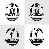 Set of little kids dream logo design template vector