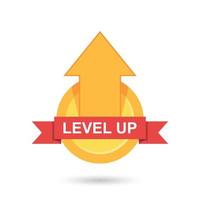 Level up icon in flat style. Achievement vector illustration on isolated background. Success sign business concept.