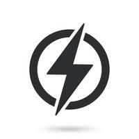 Lightning power icon in flat style. Energy symbol vector illustration on isolated background. Start sign business concept.