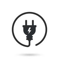 Electric socket with a plug icon in flat style. Connection symbol vector illustration on isolated background. 404 error sign business concept.