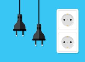 Electric socket with a plug icon in flat style. Connection symbol vector illustration on isolated background. 404 error sign business concept.