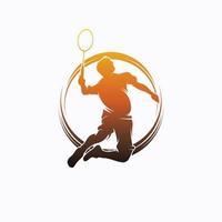 Badminton player logo design template vector