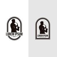 Man playing saxophone logo design inspiration vector