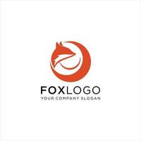 Fox Logo design vector template negative space. Creative Wild Animal in circle Logotype concept icon.