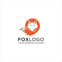 Fox Logo design vector template negative space. Creative Wild Animal in circle Logotype concept icon.