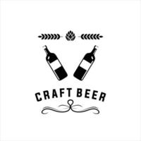 Craft Beer company badge, sign or label. Vector illustration. Vintage design for winery company