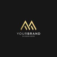 Unique modern creative elegant luxury artistic black and gold color M letter based initial logo icon. vector