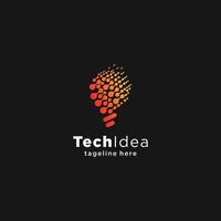 Modern tech bulb logo design concept. Pixel technology bulb idea logo template. Light bulb lamp idea creative innovation networking energy logo design digital technology vector
