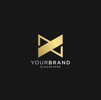 Unique modern creative elegant luxury artistic black and gold color M letter based initial logo icon. vector