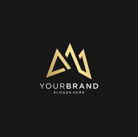 Unique modern creative elegant luxury artistic black and gold color M letter based initial logo icon. vector