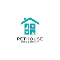 Pet house logo concept with dog and cat element vector