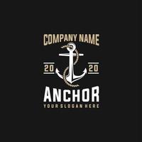 Vintage label with an anchor and slogan, Vector illustration, anchor icon on black background, Simple shape for design logo