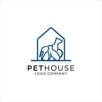 Pet house logo concept with dog and cat element vector