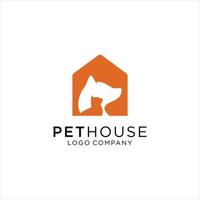 Pet house logo concept with dog and cat element vector