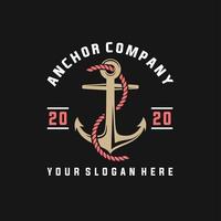 Vintage label with an anchor and slogan, Vector illustration, anchor icon on black background, Simple shape for design logo