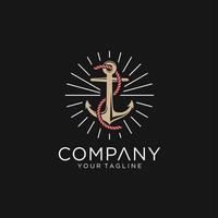 Vintage label with an anchor and slogan, Vector illustration, anchor icon on black background, Simple shape for design logo